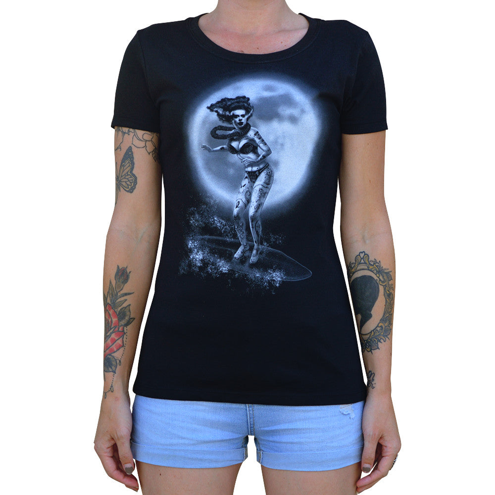 Lowbrow Art Aloha Bride Frankenbride Surfer Tee