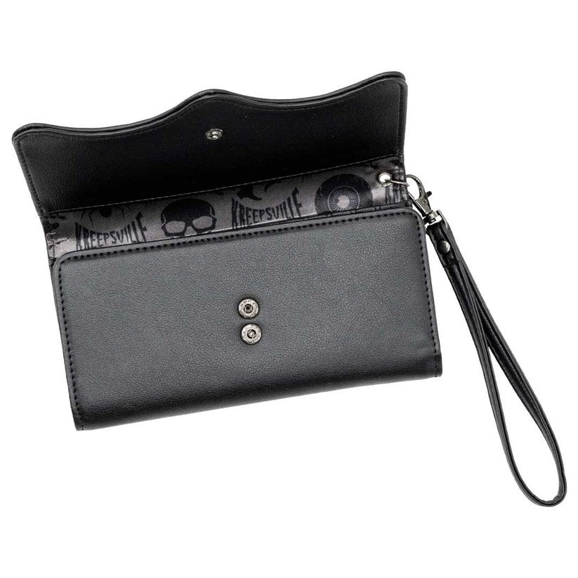 Kreepsville 666 RIP Bats Embossed Black Trifold Wallet