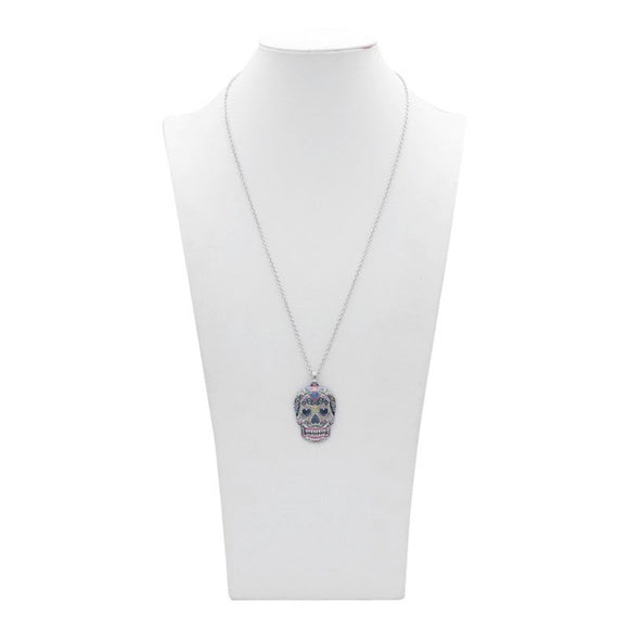 Controse Sugar Skull Heart Eyes Day of the Dead Necklace