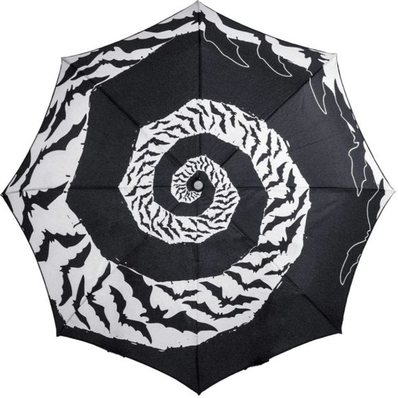 Kreepsville 666 Skull Handle Black Umbrella Bat Swirl