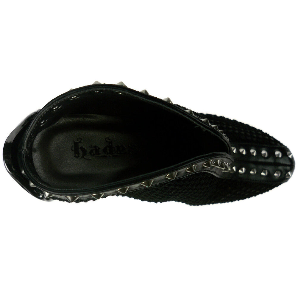 Hades VESPER Black Snake Studded Bootie 5" Chrome Spinal Heel 6-11