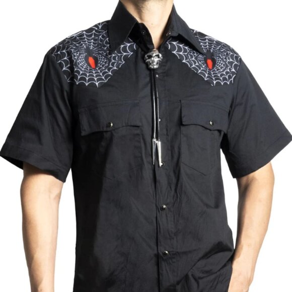 Kreepsville 666 Black Widow White Web Western Shirt