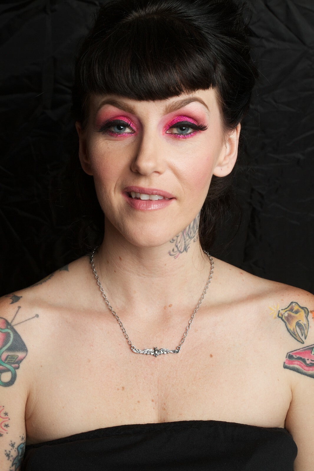 Femme Metale Petite Bat Hand Crafted Sterling Silver Necklace