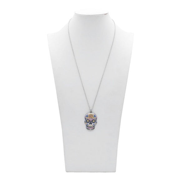Controse Floral Sugar Skull Day of the Dead Necklace