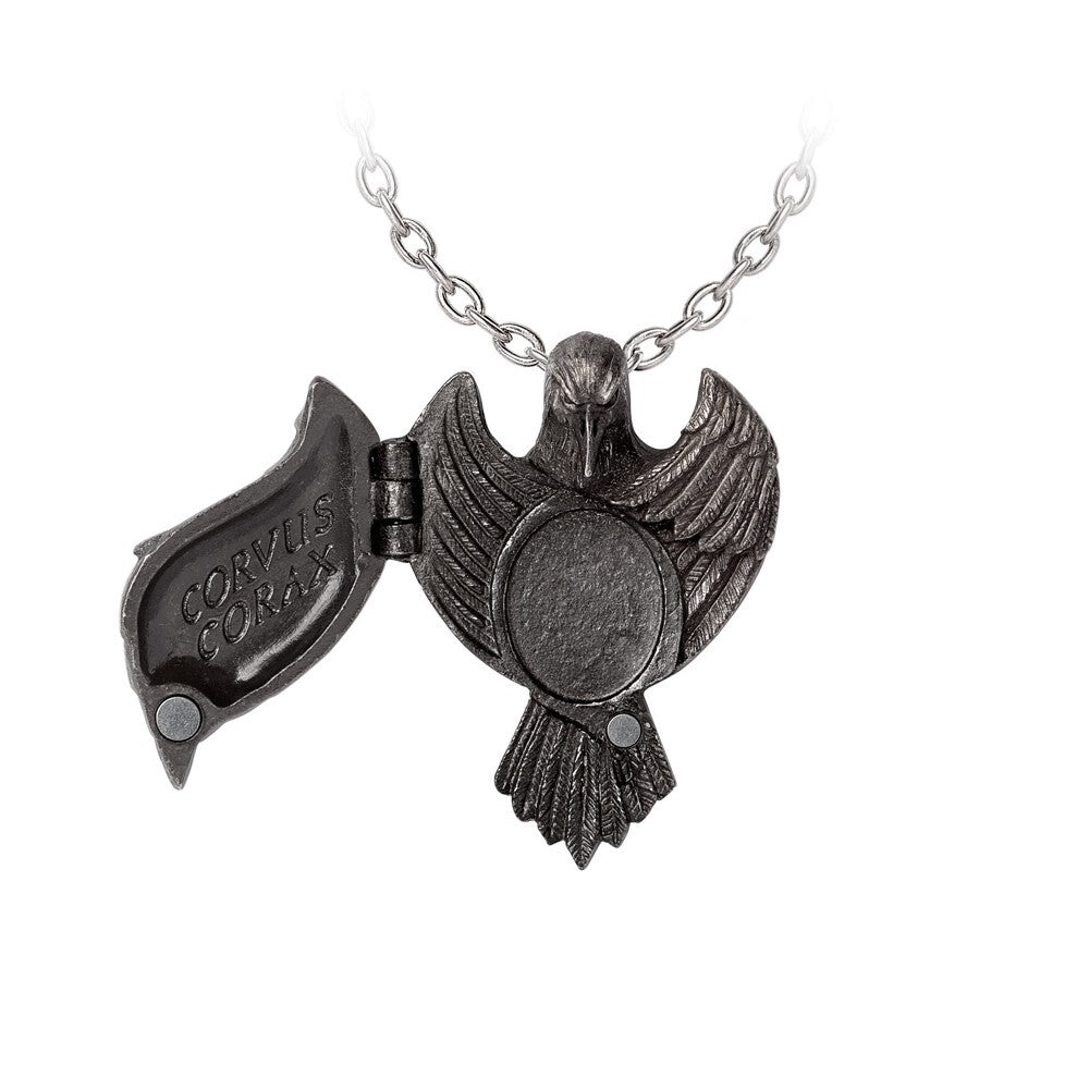 Alchemy Gothic The Augurium Locket Black Raven Pendant P985