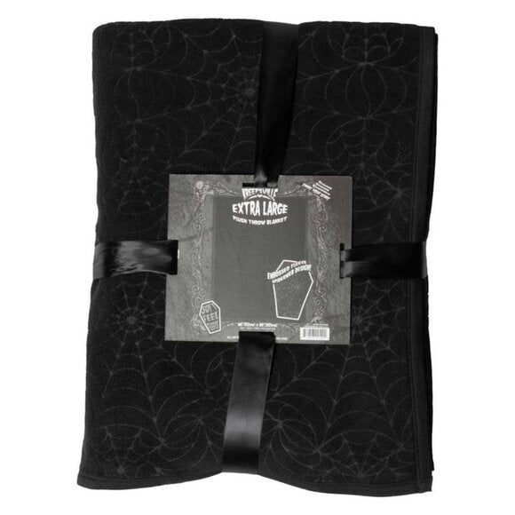 Kreepsville 666 Ex-Large Black Spiderweb Throw Blanket