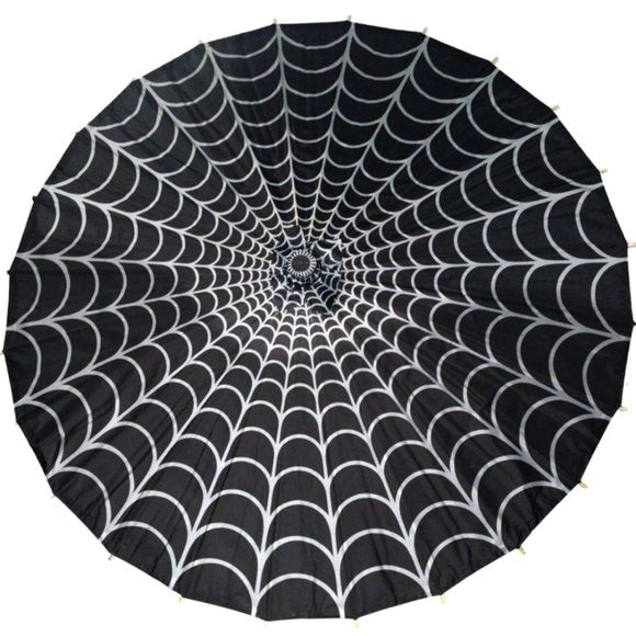 Kreepsville 666 Spiderweb Gray & Black Shade Parasol