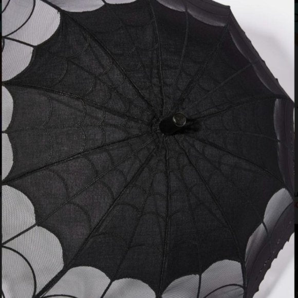 Kreepsville 666 Black Mesh Lace Spiderweb Shade Parasol