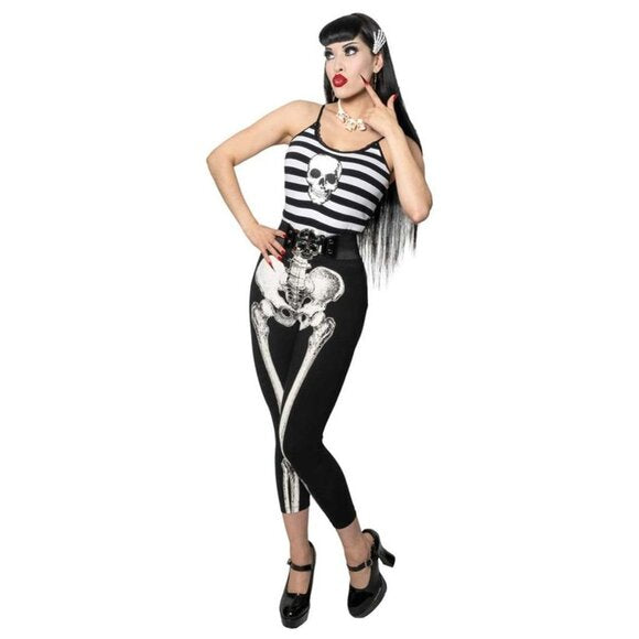 Kreepsville 666 Black & White Stripe Lace Camisole Top