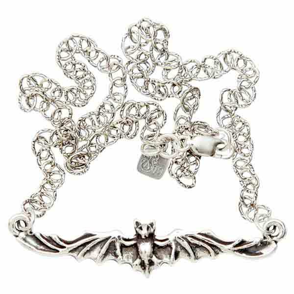 Femme Metale Petite Bat Hand Crafted Sterling Silver Necklace