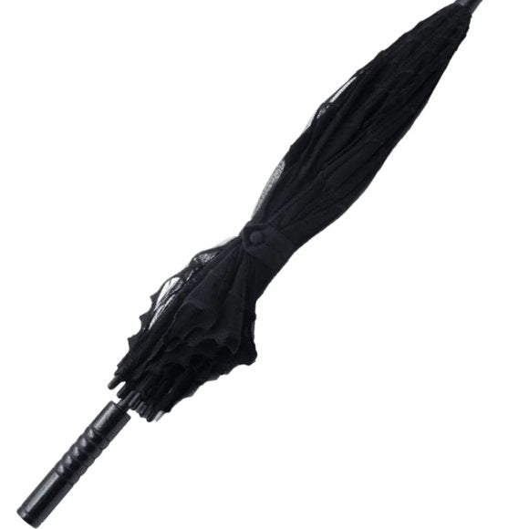 Kreepsville 666 Black Mesh Lace Spiderweb Shade Parasol