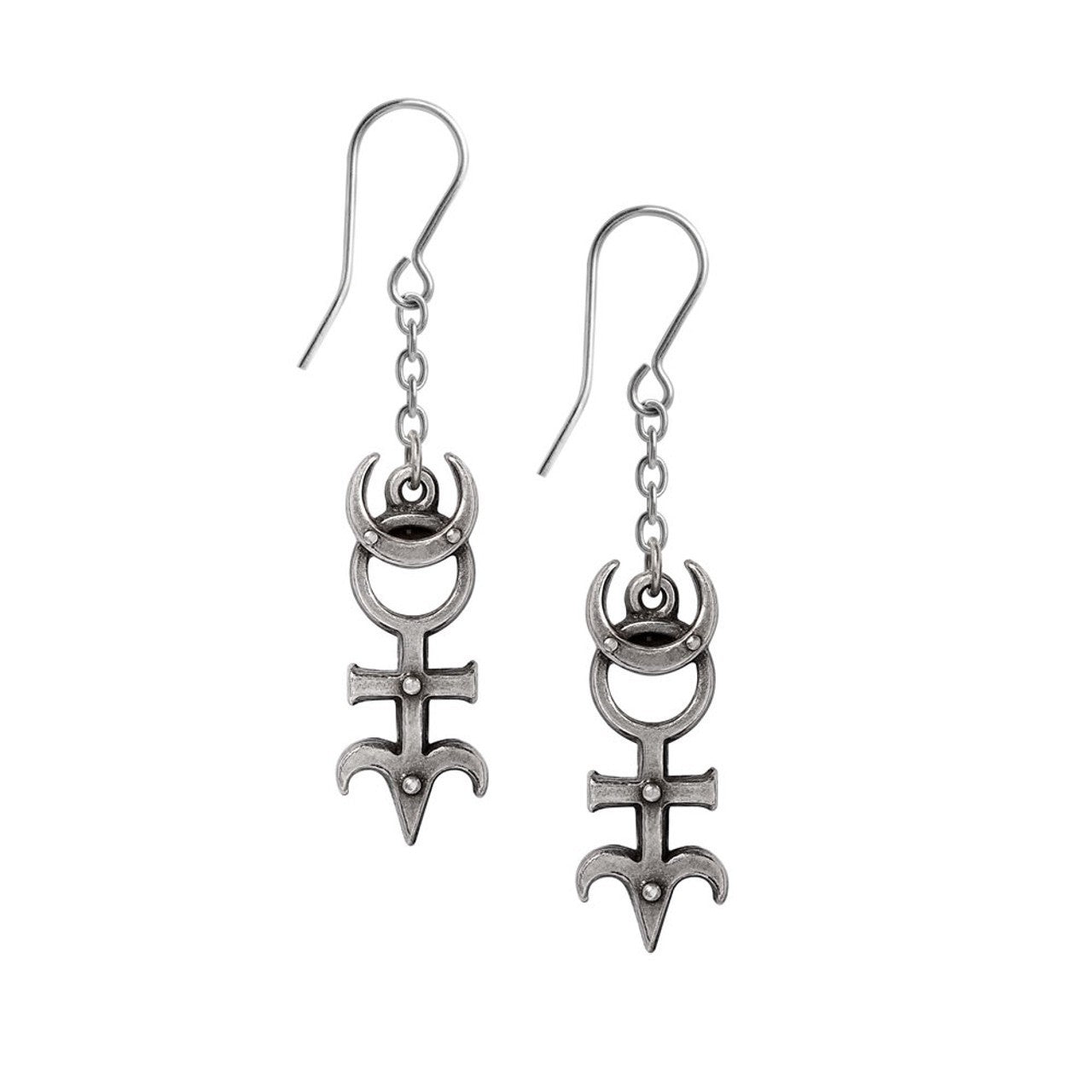 Alchemy Gothic Dr. Dee's Monad Dropper Earrings Astrology Aries E493