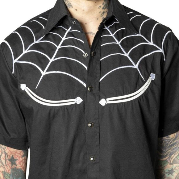 Kreepsville 666 Spiderweb Black Western Shirt
