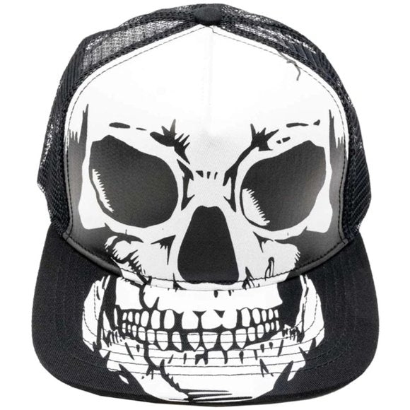 Kreepsville 666 Big White Skull Black Trucker Hat