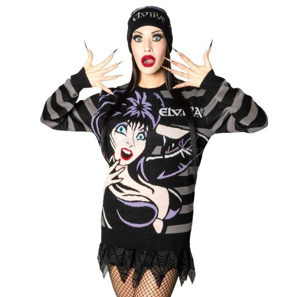 Kreepsville 666 Elvira Striped Cotton Sweater