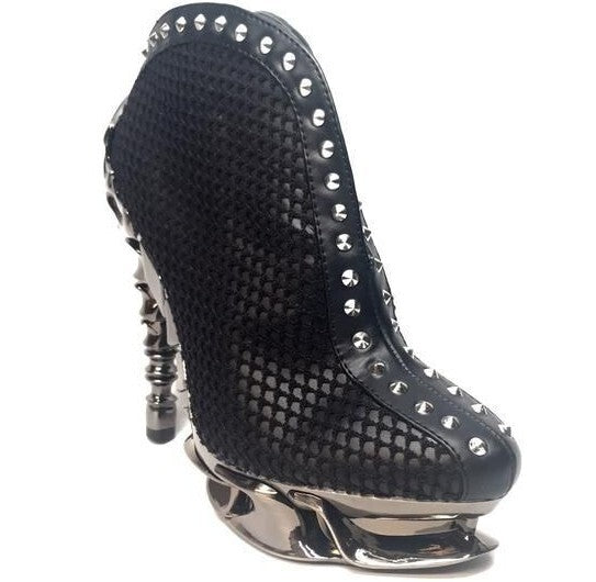Hades VESPER Black Snake Studded Bootie 5" Chrome Spinal Heel 6-11