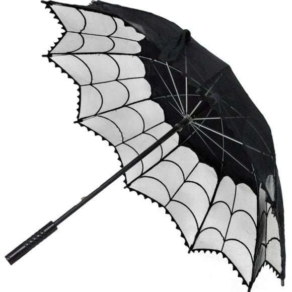 Kreepsville 666 Black Mesh Lace Spiderweb Shade Parasol