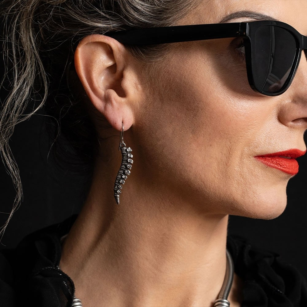 Alchemy Gothic Spine Bones Earrings Pewter E497