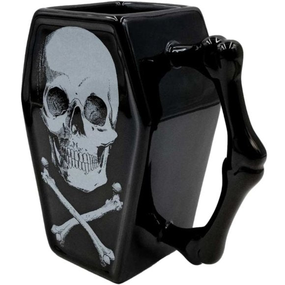 Kreepsville 666 Skull And Crossbones Black Coffin Mug