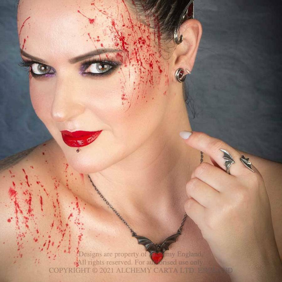 Alchemy Gothic Sombre Desir Necklace Black Bat P920