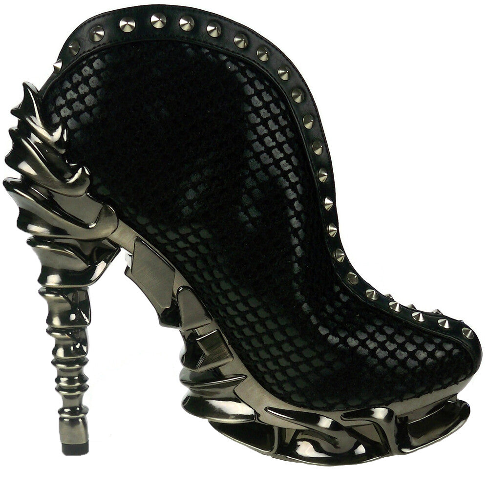 Hades VESPER Black Snake Studded Bootie 5" Chrome Spinal Heel 6-11