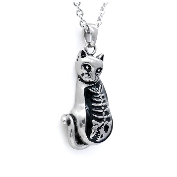 Controse Kitty Fish Bone Full Belly SST Cat Necklace