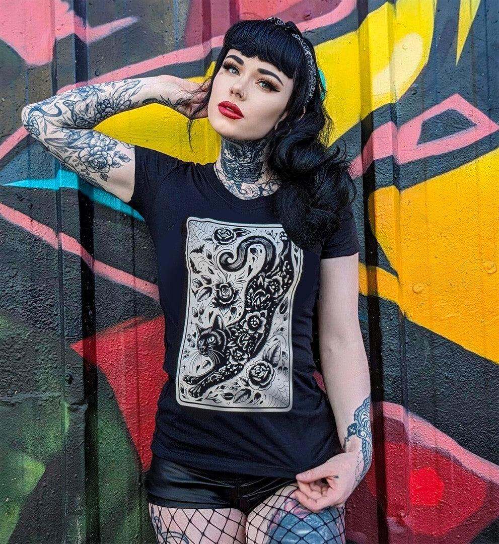 Lowbrow Art Spirit Animal Gothic Cat Tee