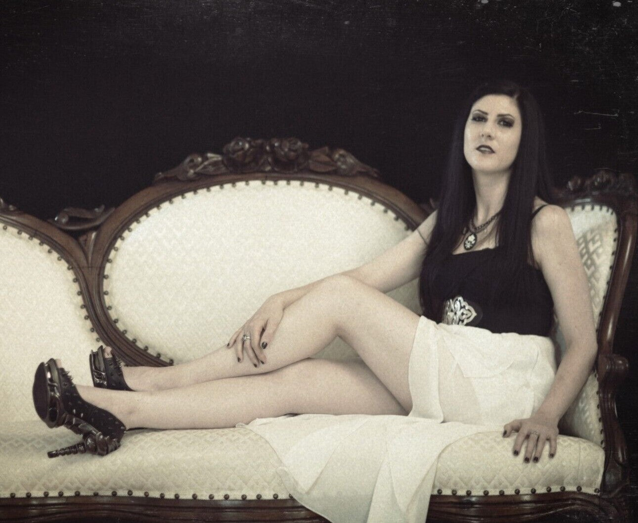 Hades TALON Black Spiked Stud 5" High Spinal Chrome Heels Peep Toe 6-11