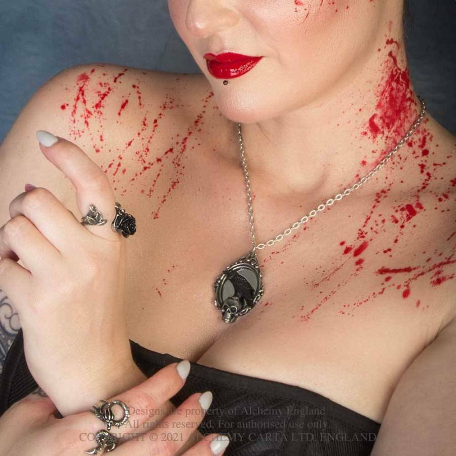 Alchemy Gothic Reflections of Poe Pendant Mirror Crow P919