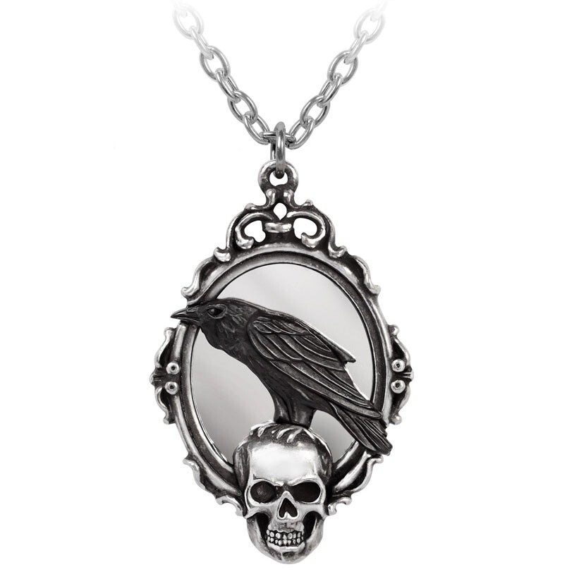 Alchemy Gothic Reflections of Poe Pendant Mirror Crow P919
