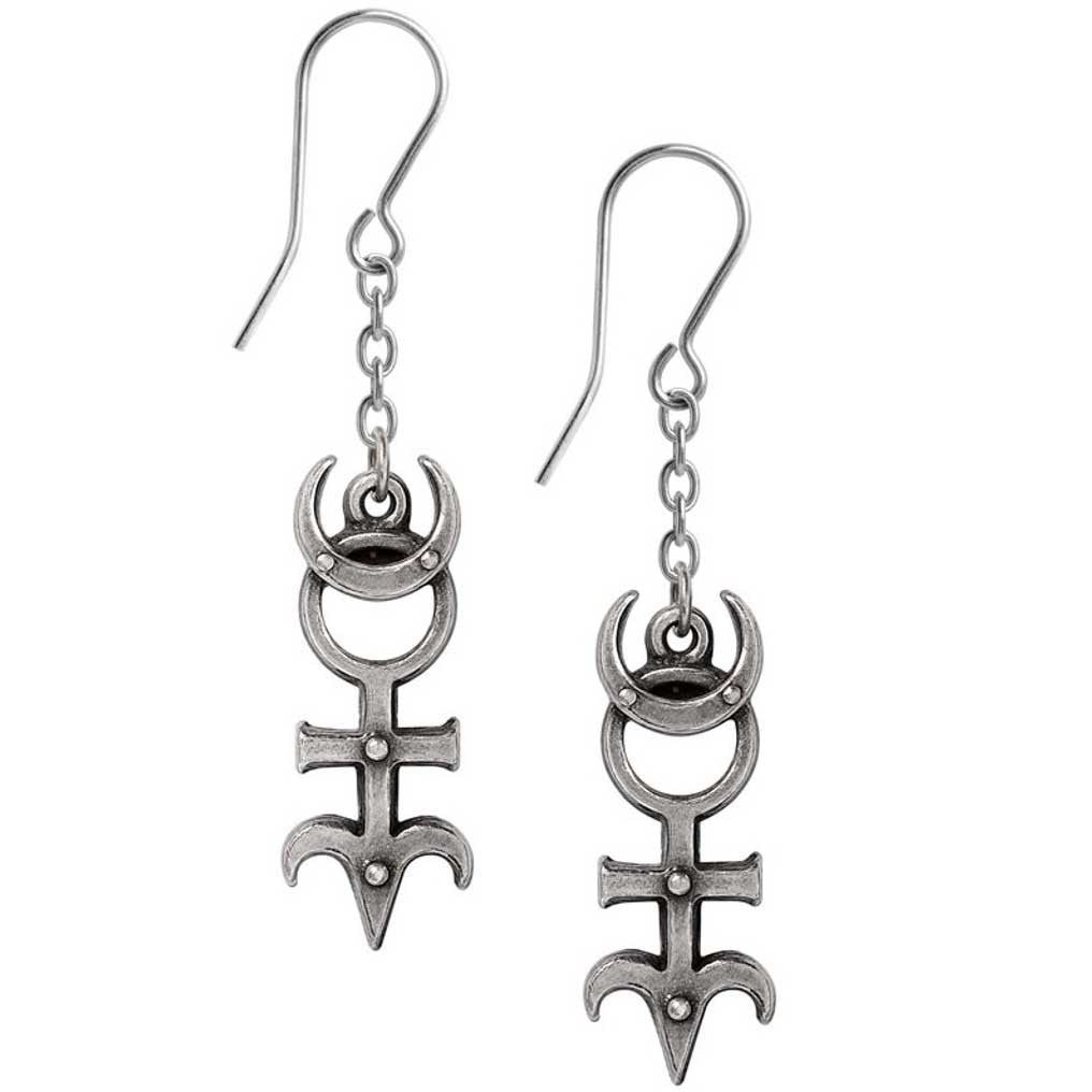 Alchemy Gothic Dr. Dee's Monad Dropper Earrings Astrology Aries E493