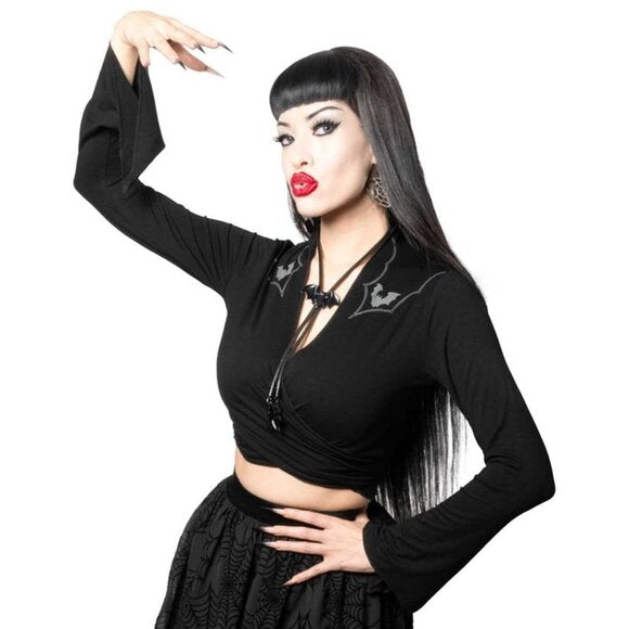 Kreepsville 666 County Bat Black LS Tie Top