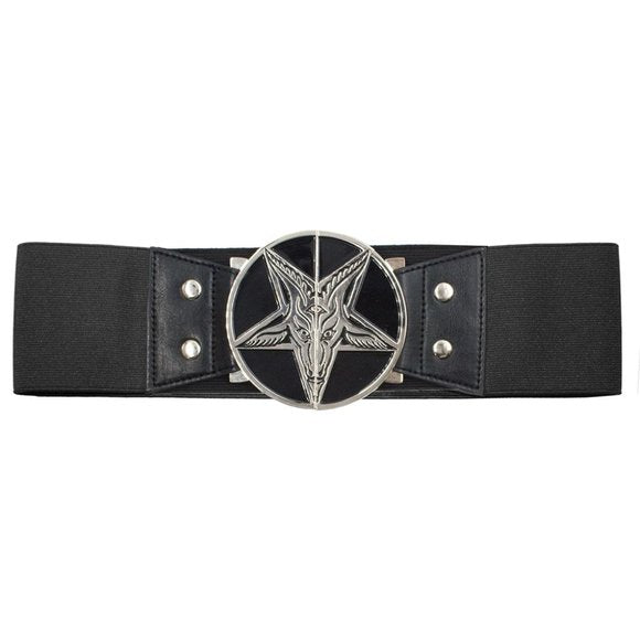 Baphomet Goat Head Black Buckle Elastic Waist Belt