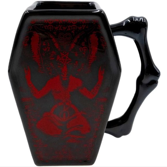 Kreepsville 666 Baphomet Large Black Red Coffin Mug
