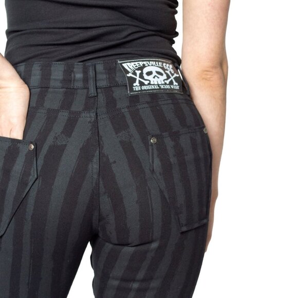 Kreepsville 666 Women's Gray & Black Stripe Jeans