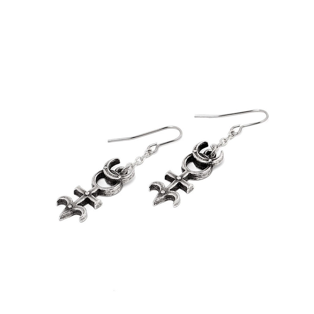 Alchemy Gothic Dr. Dee's Monad Dropper Earrings Astrology Aries E493
