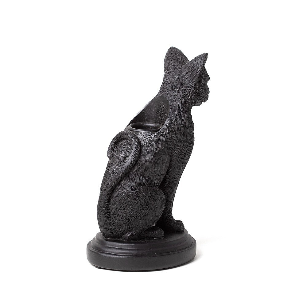 Alchemy Gothic Faust's Familiar Black Cat Candle Holder V113