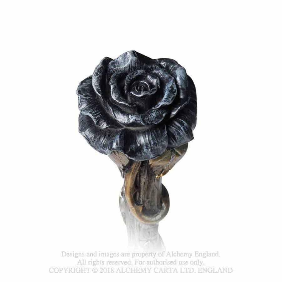 Alchemy Gothic Black Resin Rose Wand 11" Long Wiccan V69