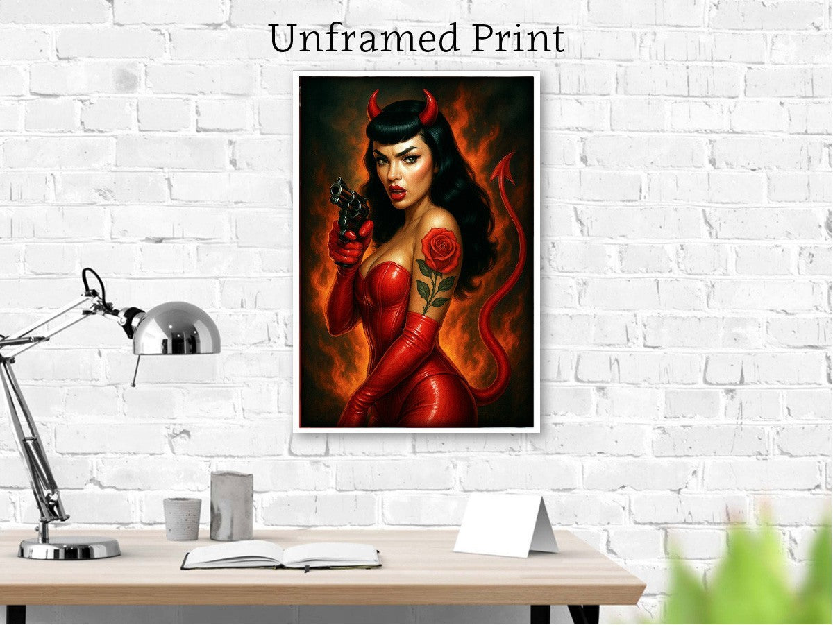 Black Market Fiery Fatal Sexy Pinup Print 18X12