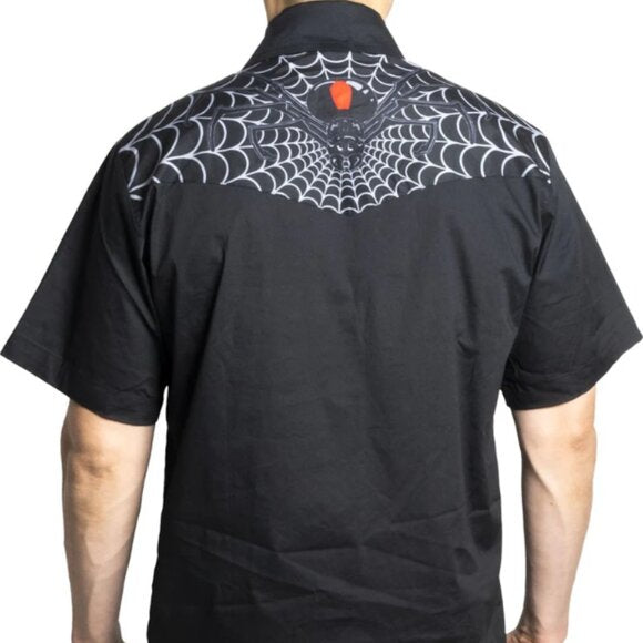 Kreepsville 666 Black Widow White Web Western Shirt