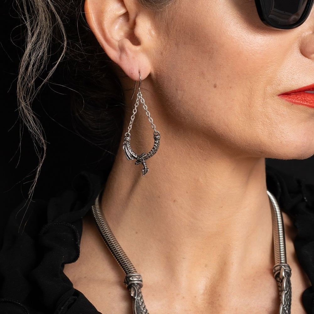 Alchemy Gothic Dragon's Lure Chain Earrings E498