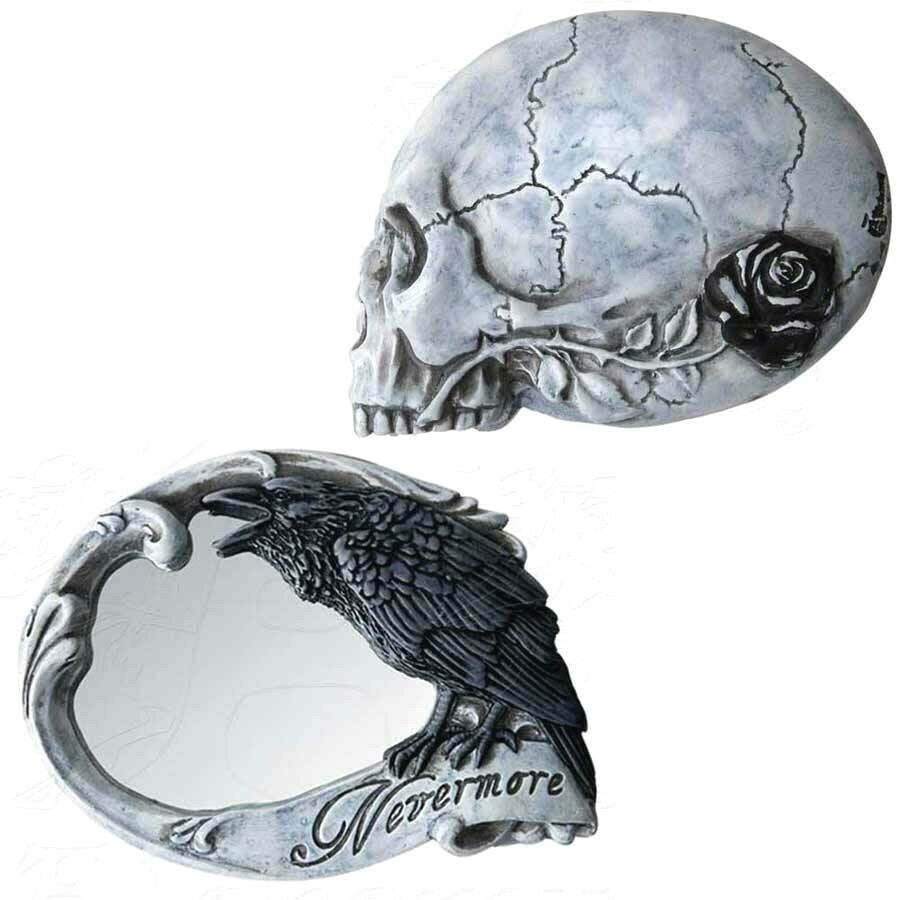 Alchemy Gothic Nevermore Skull Raven Compact Mirror V27