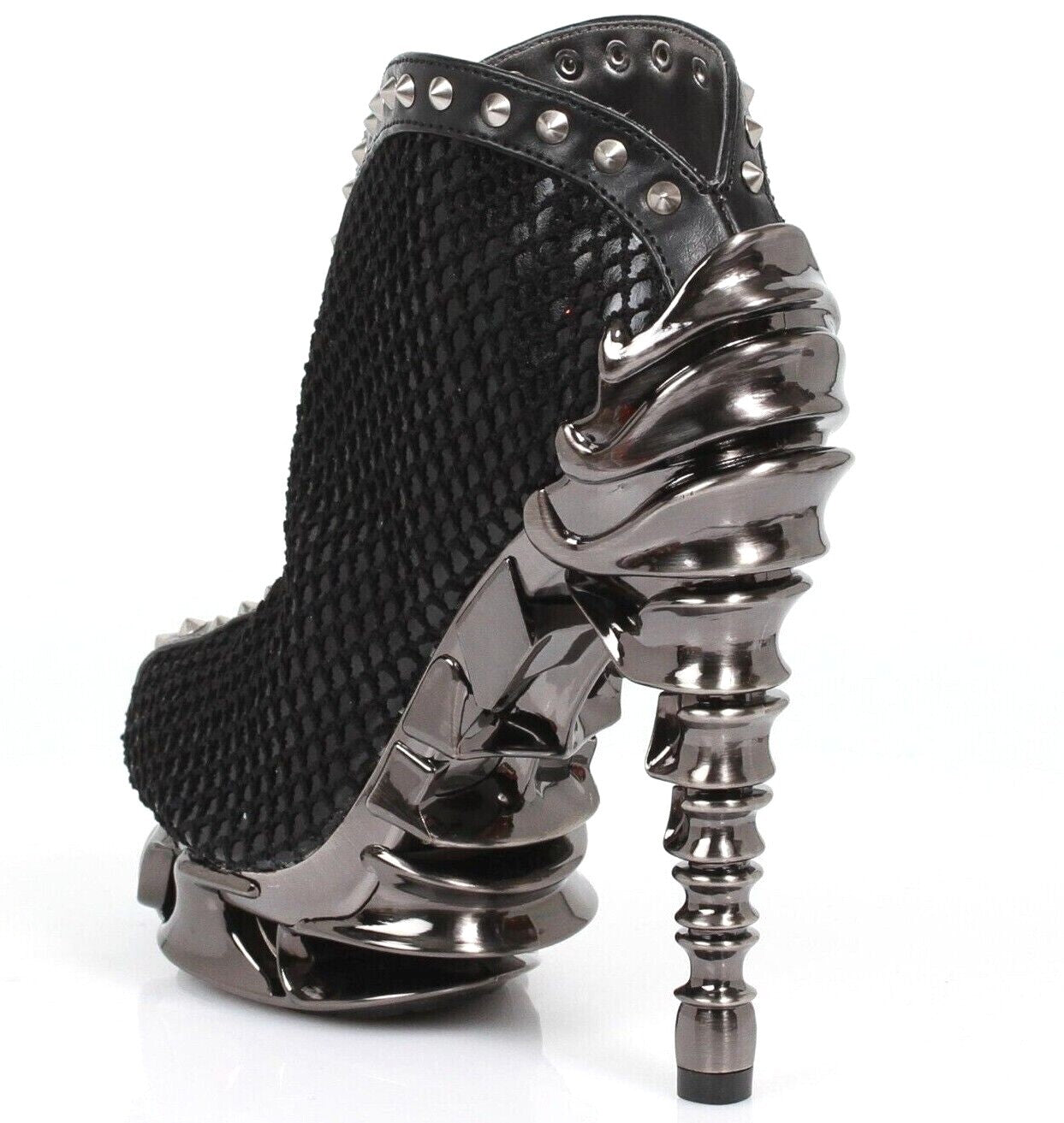 Hades VESPER Black Snake Studded Bootie 5" Chrome Spinal Heel 6-11