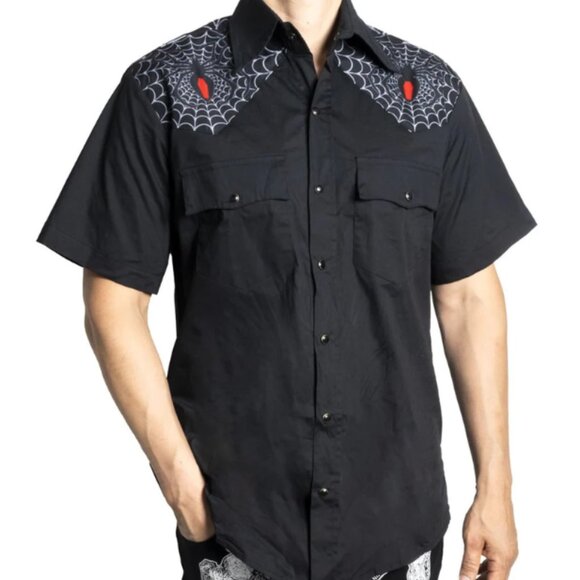 Kreepsville 666 Black Widow White Web Western Shirt