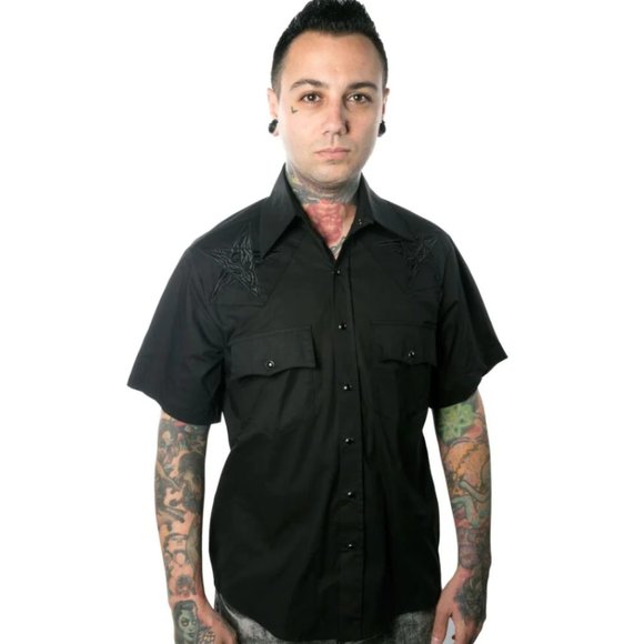 Kreepsville 666 Baphomet Hellbilly Black Western Shirt