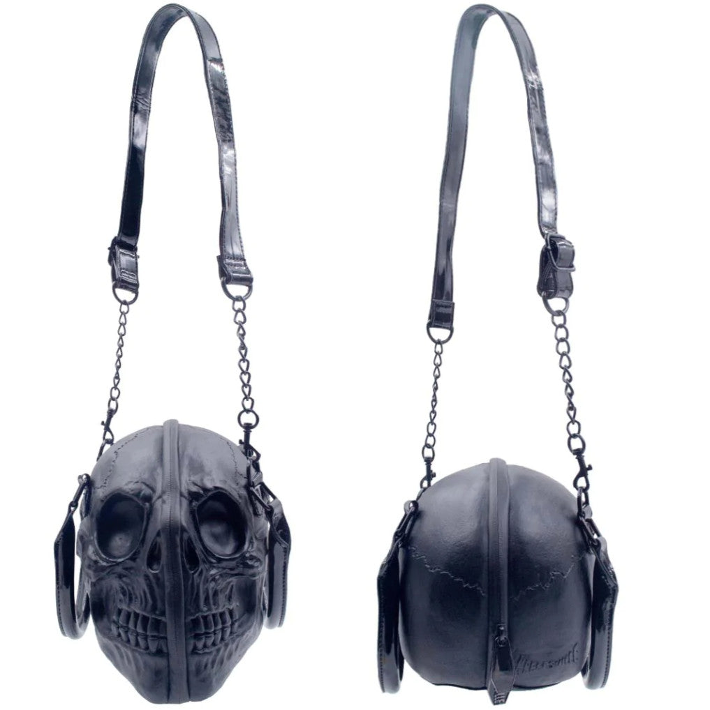 Kreepsville 666 Black Latex Skull Purse Handles Shoulder Strap