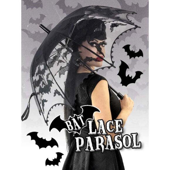 Kreepsville 666 Black Bat Mesh Lace Shade Parasol