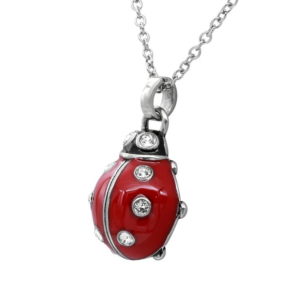 Controse Ladybug Stainless Steel Crystals Pendant