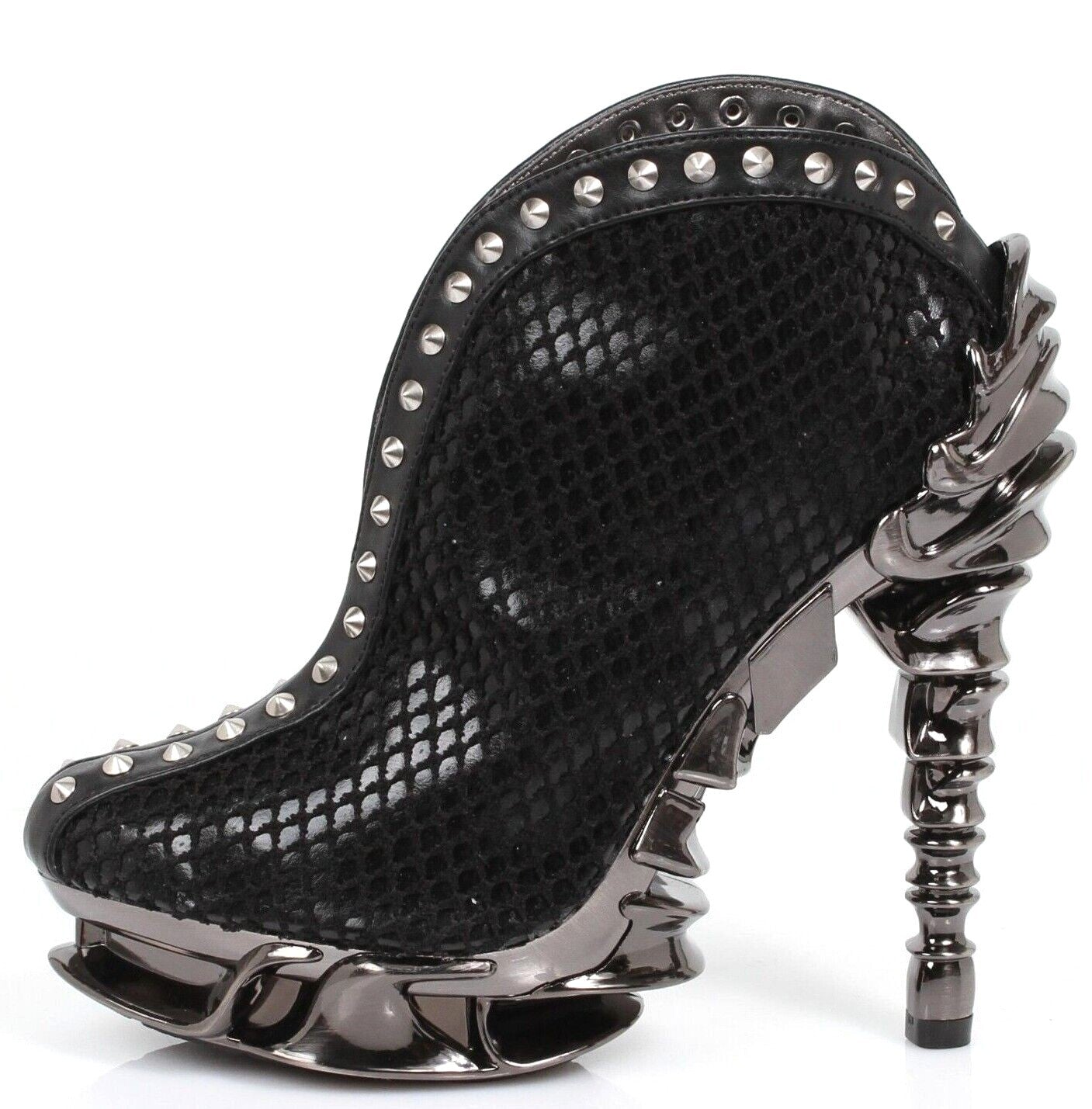 Hades VESPER Black Snake Studded Bootie 5" Chrome Spinal Heel 6-11