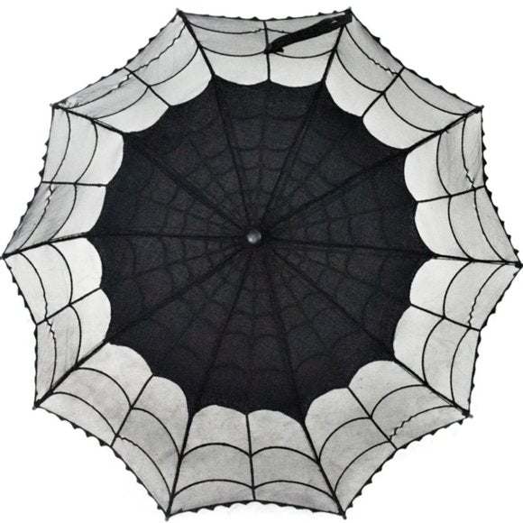 Kreepsville 666 Black Mesh Lace Spiderweb Shade Parasol